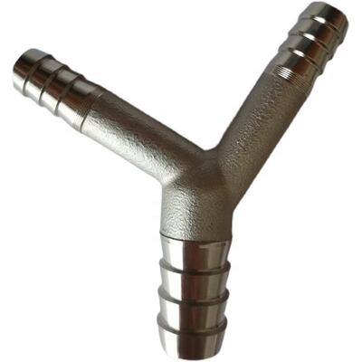 Stainless Steel 304 Y-Type Barb Tee Fitting with Customized Size and Investment Casting for Three-Way Hose Connector