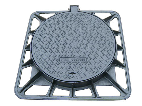 Locking System Folding Cast Iron Manhole Cover Square Frame For Road Facilities