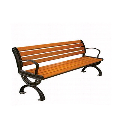 Durable Public Ornamental Iron Parts Wood Slats Cast Iron Outdoor Garden Chair