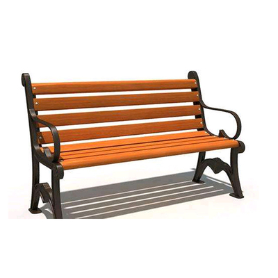 Durable Public Ornamental Iron Parts Wood Slats Cast Iron Outdoor Garden Chair