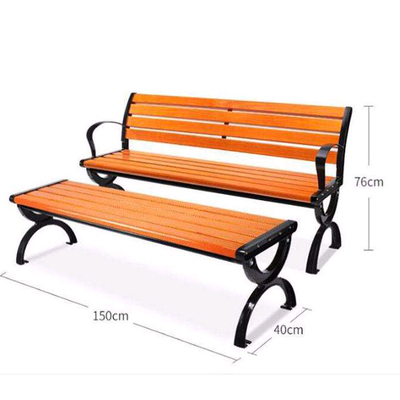 Durable Public Ornamental Iron Parts Wood Slats Cast Iron Outdoor Garden Chair