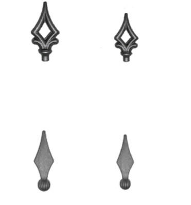 Ornament Wrought Iron Fence Parts Spearhead / Cast Iron Accessories Eco Friendly